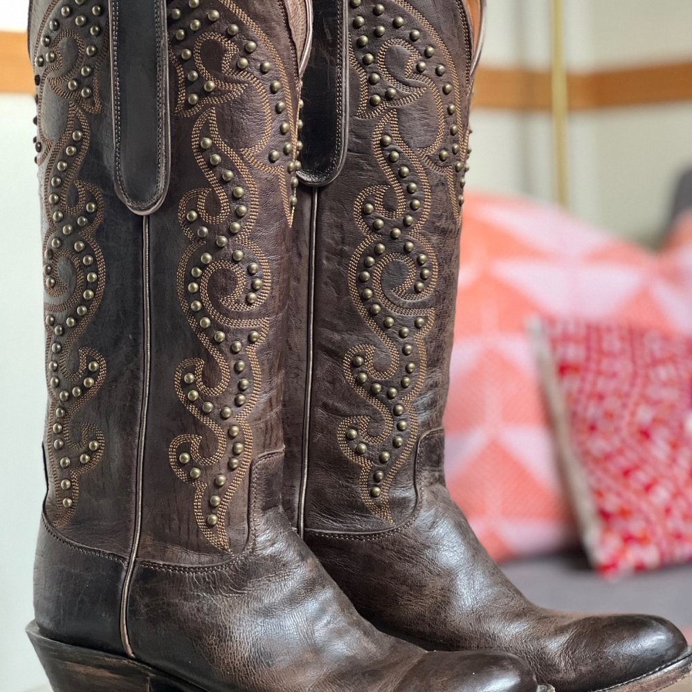 Lucchese Kemo Sable Handmade Leather Western Boots 6.5